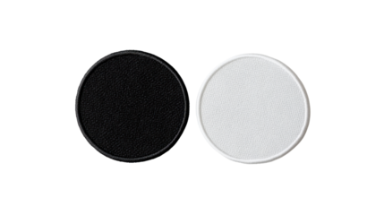 blank black and white round embroidered patch mockup isolated on white background