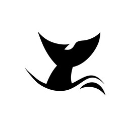 Whale tail with waves icon
