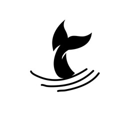 Whale tail with waves icon
