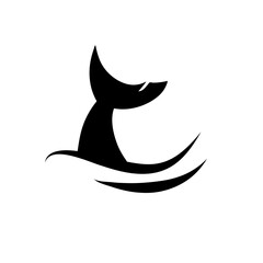 Whale tail with waves icon
