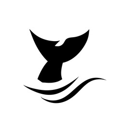 Whale tail with waves icon
