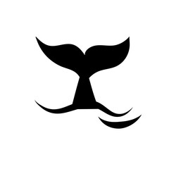 Whale tail with waves icon
