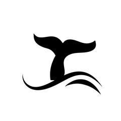 Whale tail with waves icon

