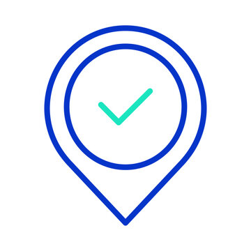 blue location pin with checkmark clip art preview