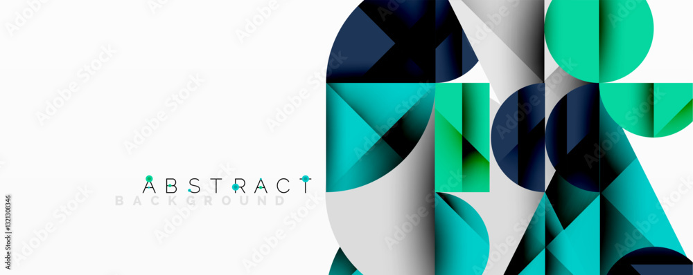 Aufkleber Modern abstract composition with layered circles and angular segments featuring gradients, transparency effects, and a structured geometric layout