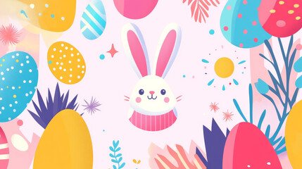 Happy Easter banner design, Easter card, and geometric background. Illustration in vector form 