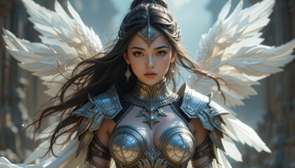 Angelic Warrior Woman In Ancient Armor