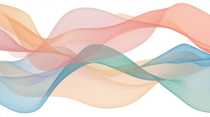 Fototapeta premium Abstract digital art piece with a white background. it features three wavy lines in different colors - pink, orange, and light blue.