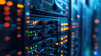 Naklejka premium Data Center Server Room: Network Technology and Digital Infrastructure