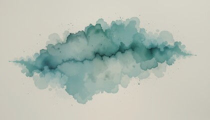 Obraz premium Abstract Teal Watercolor Cloud Design Art