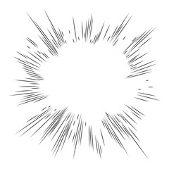 Obraz premium Speed lines manga effect. Comic line element. Radial focus for comic effect. Motion and action focus flash strip lines for anime comic book.