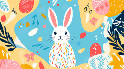 Cheers to Easter. trends. abstract geometric style of today. A collection of Easter-themed vector graphics. Rabbit, Easter eggs. Ideal for a postcard, poster, or cover. 