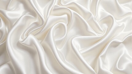 Obraz premium Cream-colored silk fabric with smooth folds, featuring a soft and luxurious texture, designed on a light background. Concept of elegance and softness. Ai generative
