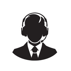 Customer care support icon vector silhouette design. support person logo. customer care agent icon.