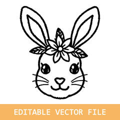 \cat with flower on the head for coloring book or pages