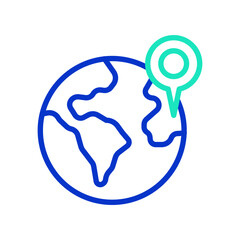 Earth location outline dual color icon