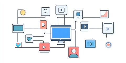 Visual Representation of Digital Media Connections Among Various Platforms and Devices in a Modern Setting