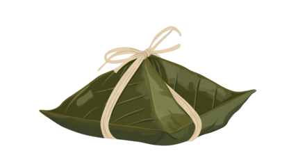 Dragon Boat Festival PNG file transparent background – Flat vector of a zongzi rice dumpling tied with string