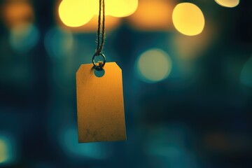 A single tag hanging from a string, often used as decoration or identification marker