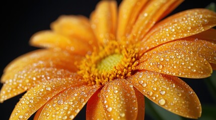 Orange flower with water droplets