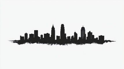 Naklejka premium Urban Skyline Silhouette Cityscape Grunge Texture Black and White