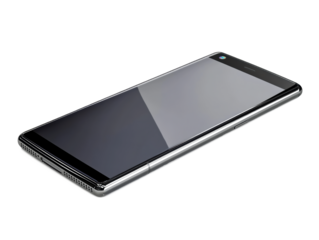 A high-quality modern smartphone, sleek and elegant, isolated on a pure white background, studio lighting, ultra-realistic details
