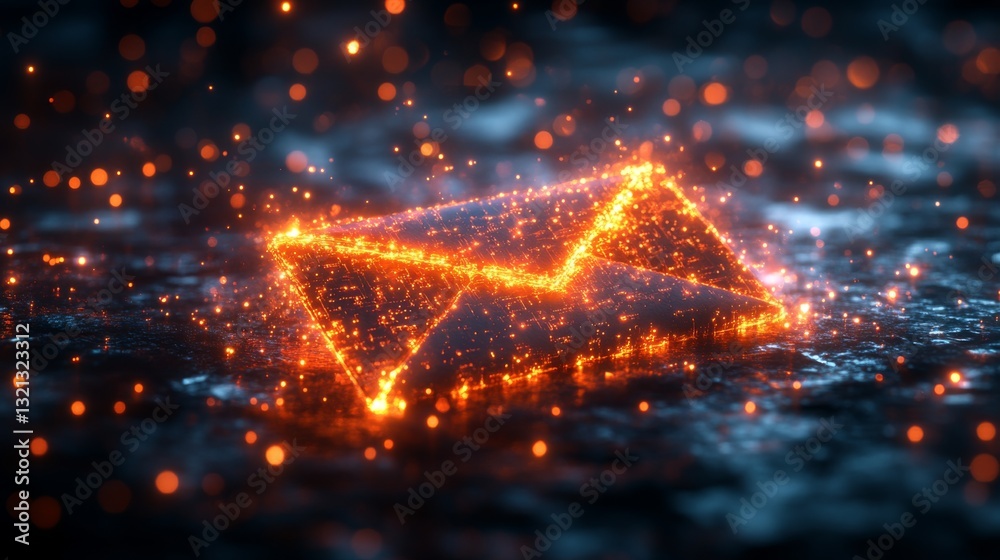Poster A glowing representation of an envelope highlights quantum encryption concepts.