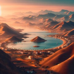 sunset in the mountains Majestic Mangart Mount Reflection in Fusine Lake at Sunset