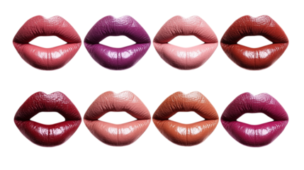 Lips Set in Makeup on Transparent Background