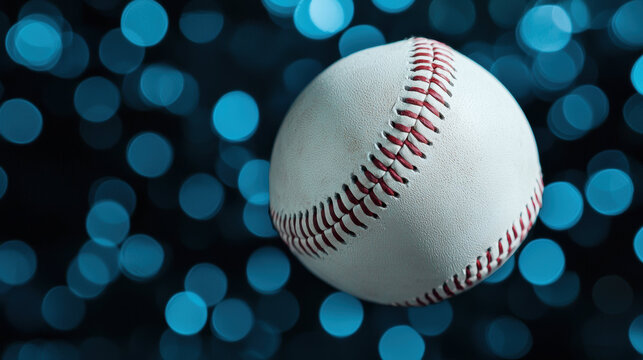 baseball mid flight against textured blue background creates dynamic scene
