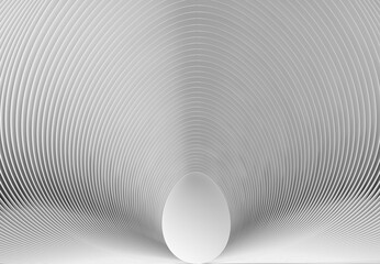 White paper waves abstract design in egg shape circles.Aura fluids around energy source abstract background.