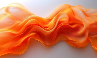 Fototapeta premium flowing orange fabric with wave pattern.