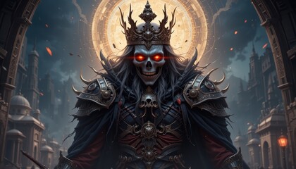 Dark King Skull Crown Fantasy Majestic City