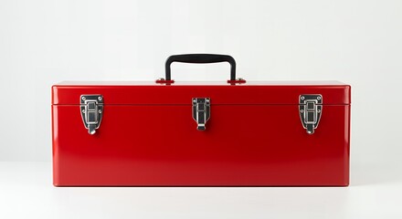 Classic Red Metal Tool Box: Sturdy Construction, Reliable Storage, Essential for DIY Projects and Professionals
