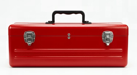 Classic Red Metal Tool Box Storage Container Carry Case