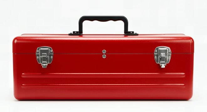 Classic Red Metal Tool Box Storage Container Carry Case