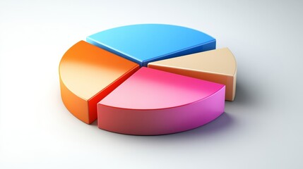 Obraz premium A modern D pie chart with soft gradients and precise segment alignment.