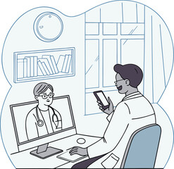 Online telemedicine consultation with doctor and mobile device