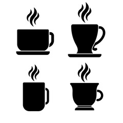 Set of black & white tea cup vector 
