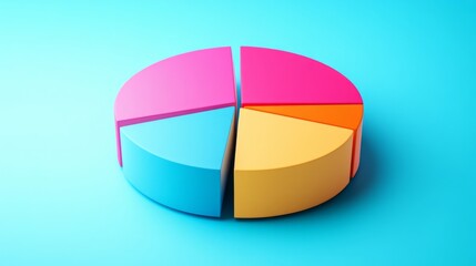 Obraz premium Balanced D pie chart with clear separation between slices, making data easy to interpret.