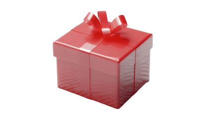 red gift box with ribbon isolated on white background