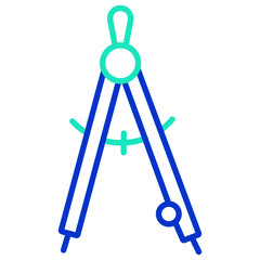mathematics compass outline dual color icon