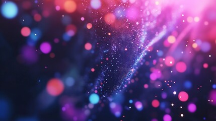 Abstract particle background with pink, purple, blue and white glowing bokeh effect