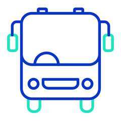 School bus outline dual color icon