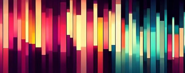 Obraz premium Abstract digital art with vibrant diagonal pattern, colorful vertical lines creating depth and dimension, dynamic and energetic mood