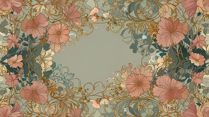 Victorian-Inspired Botanical Art Nouveau Art