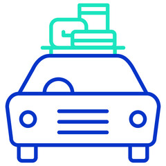 Travel car outline dual color icon