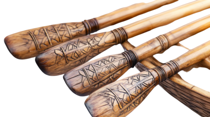 Dragon Boat Festival PNG file transparent background – Dragon boat paddles resting on wooden dock