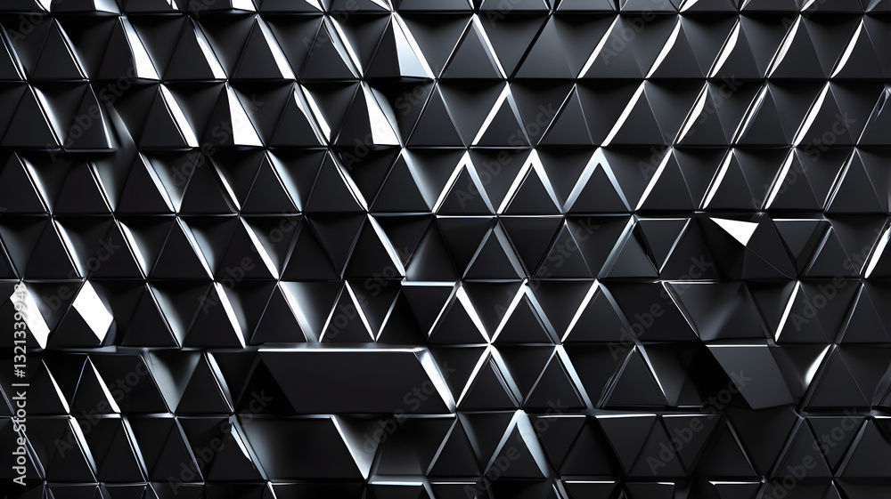 Poster geometric texture: abstract geometric pattern featuring a repeating array of dark triangles, creatin