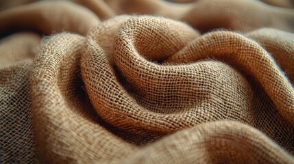 Fototapeta premium Beige linen fabric draped in swirls